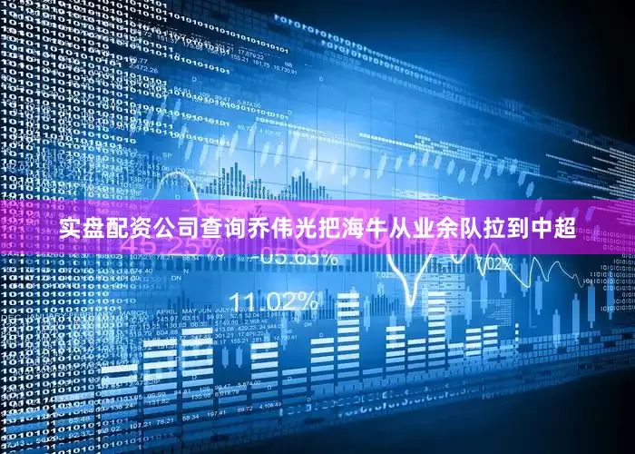 实盘配资公司查询乔伟光把海牛从业余队拉到中超